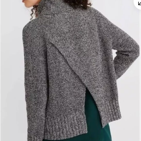 Eastbrook Wool-Blend Turtleneck Open Back Ribbed Sweater, Size S - Picture 3 of 7